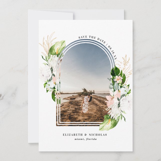 Tropical Floral | Boho Save the Date (Front)