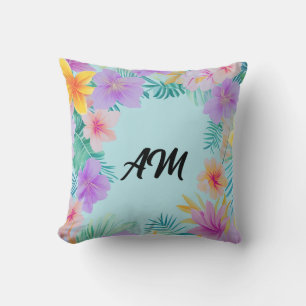 Tropical Floral Border Summer Aesthetic  Cushion