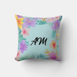 Tropical Floral Border Summer Aesthetic  Cushion