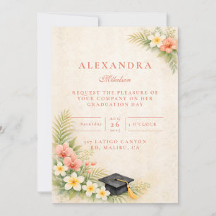 Tropical Floral Botanical Graduation Invitation