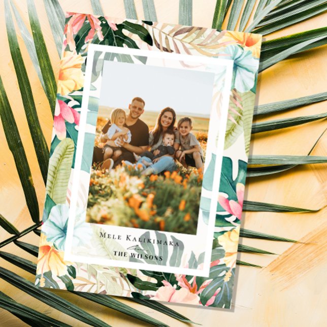 Tropical Floral & Botanical Holiday Photo Card (Creator Uploaded)