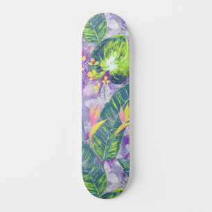 Tropical floral, Botanical Skateboard