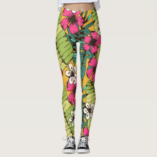 Tropical Floral: Botanical Summer Wallpaper Leggings