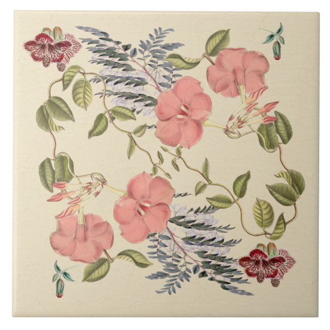 Tropical Floral Botanical Tile 6x6 (Front)
