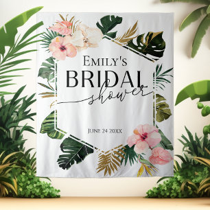 Tropical Floral Bridal Shower Backdrop Photo Prop Tapestry