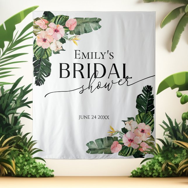 Tropical Floral Bridal Shower Backdrop Photo Prop Tapestry (Creator Uploaded)