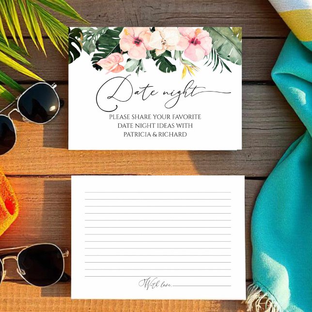 Tropical Floral Bridal Shower Date Night Jar Cards (Creator Uploaded)