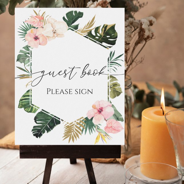 Tropical Floral Bridal Shower Guest Book Sign (Creator Uploaded)
