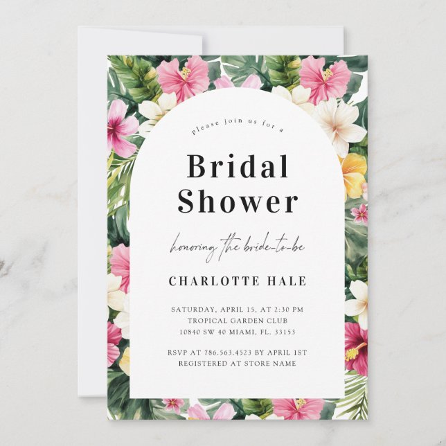 Tropical Floral Bridal Shower Invitation (Front)