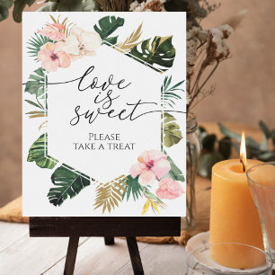 Tropical Floral Bridal Shower Love Is Sweet Sign