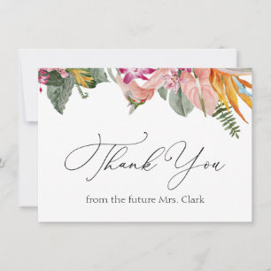 Tropical Floral Bridal Shower Thank You  Card