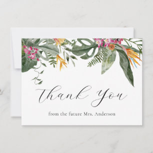 Tropical Floral Bridal Shower Thank You Card