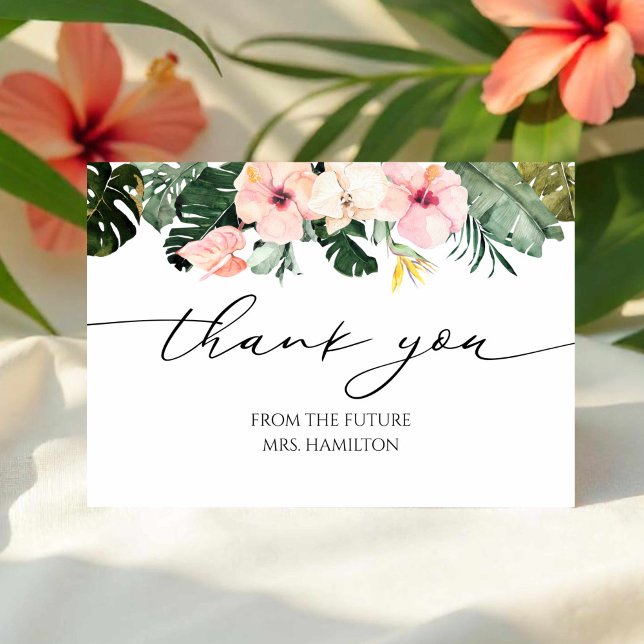 Tropical Floral Bridal Shower Thank You Cards (Creator Uploaded)