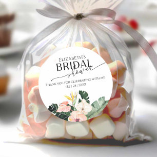 Tropical Floral Bridal Shower thank you Sticker