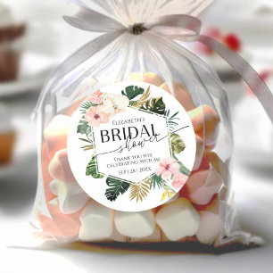 Tropical Floral Bridal Shower thank you Sticker