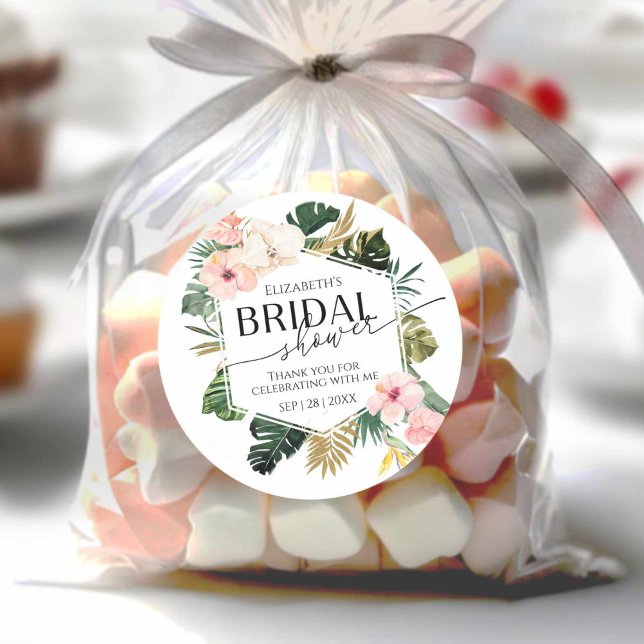 Tropical Floral Bridal Shower thank you Sticker (Creator Uploaded)