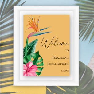 Tropical floral - bridal shower welcome sign