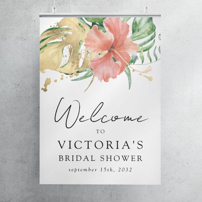 Tropical Floral Bridal Shower Welcome Sign (Creator Uploaded)