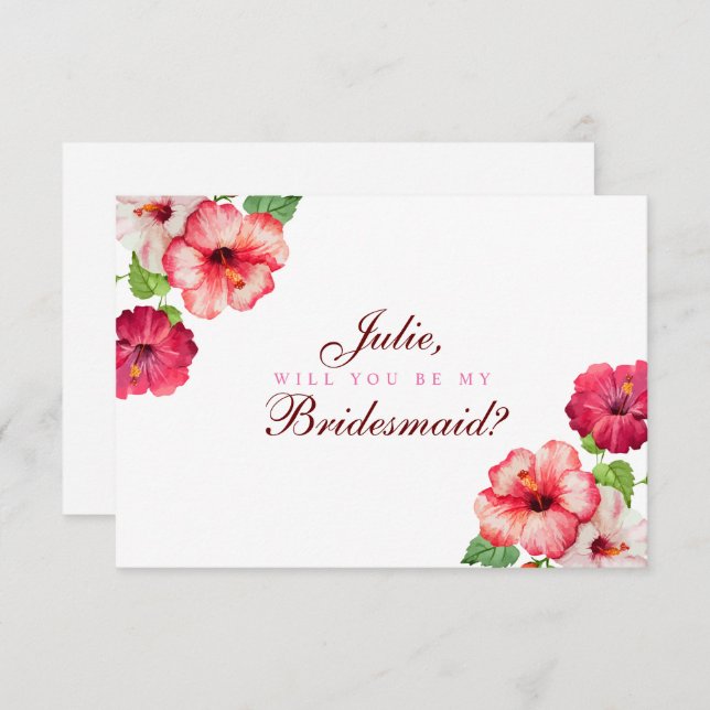 Tropical Floral Bridesmaid Card (Front/Back)
