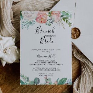 Tropical Floral Brunch with the Bride Shower Invitation