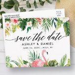 Tropical Floral Calligraphy Save The Date Postcard<br><div class="desc">Modern Elegant Calligraphy,  Watercolor Tropical Floral and Greenery Wedding Save The Date Postcard</div>