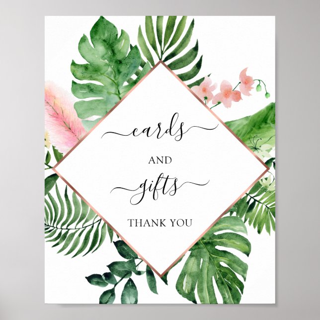 Tropical Floral Cards and Gifts Sign (Front)