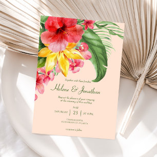 Tropical Floral Colourful Destination Beach Weddin Invitation