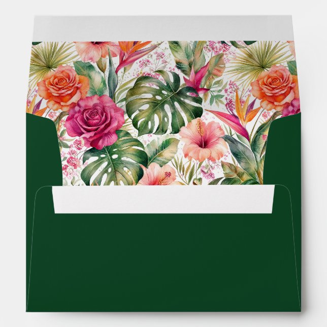 Tropical Floral Colourful | Hibiscus & Greener Envelope (Back (Bottom))