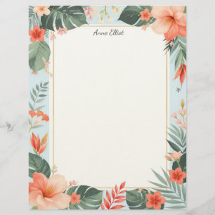 Tropical Floral Custom Letterhead