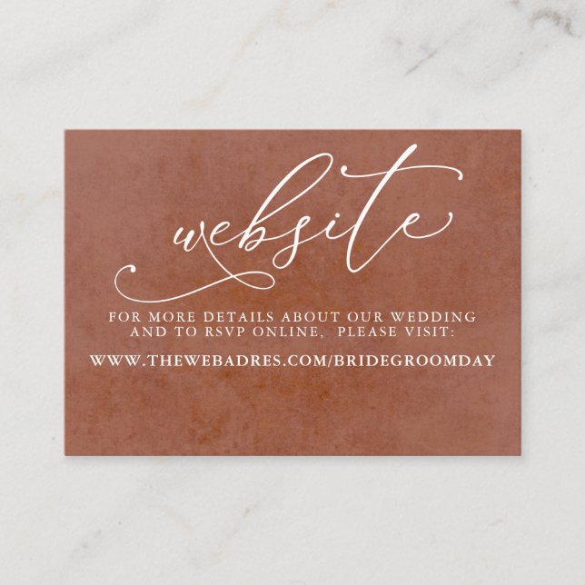 Tropical Floral Desert Wedding Website Card (Front)