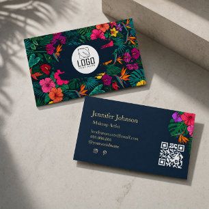 Tropical Floral Design   Hibiscus & Greenery Business Card