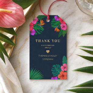 Tropical Floral Design Hibiscus & Greenery Gift Tags