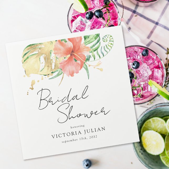 Tropical Floral Destination Wedding Bridal Shower  Napkin (Creator Uploaded)