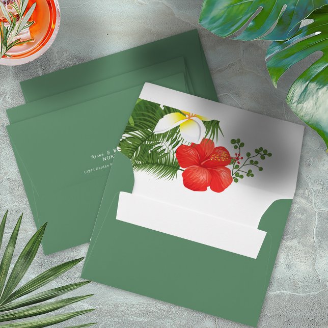 Tropical Floral Destination Wedding ID475 Envelope (Creator Uploaded)