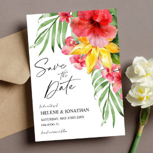 Tropical Floral Destination Wedding Save The Date