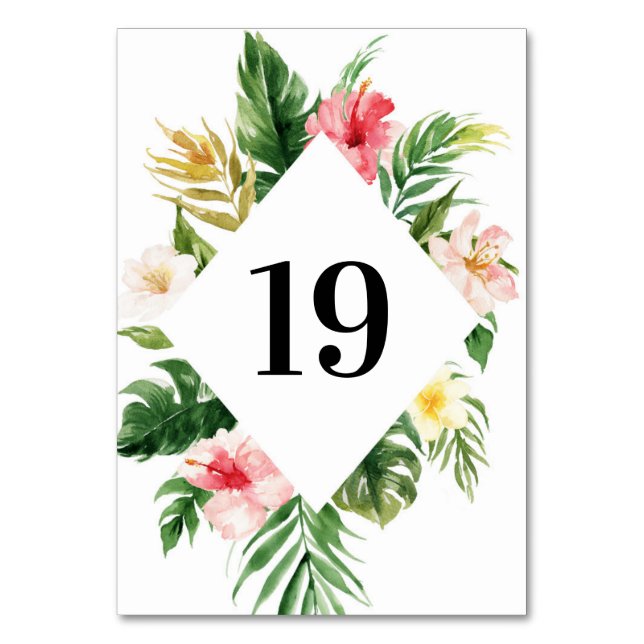 Tropical Floral Diamond Frame Table Numbers (Front)