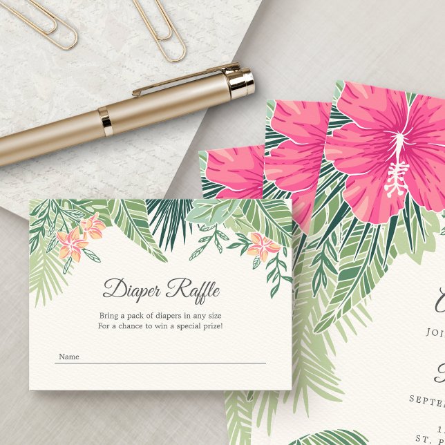 Tropical Floral Diaper Raffle Enclosure Card (Creator Uploaded)