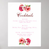 Tropical Floral Drink Menu Poster