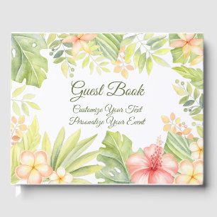 Tropical Floral Elegance Pretty Flower Personalise Guest Book