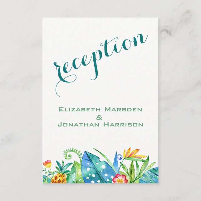 Tropical Floral Elegant Reception Enclosure Card (Front)