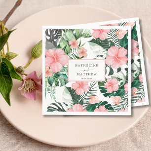 Tropical Floral Exotic Palm Leaf Beach wedding Napkin