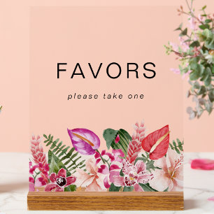 Tropical Floral Favors Acrylic Sign