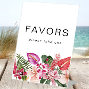 Tropical Floral Favors Pedestal Sign