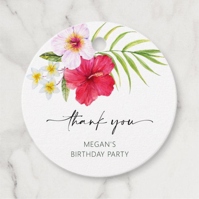 Tropical floral  favour tags (Front)