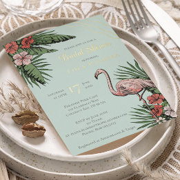 Tropical Floral Flamingo Bridal Shower Gold
