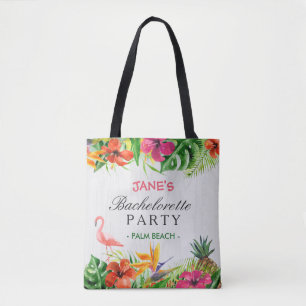 Tropical Floral Flamingo Bride Bachelorette Party Tote Bag