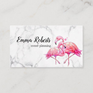 Tropical Floral Flamingo Geometric  Business Card