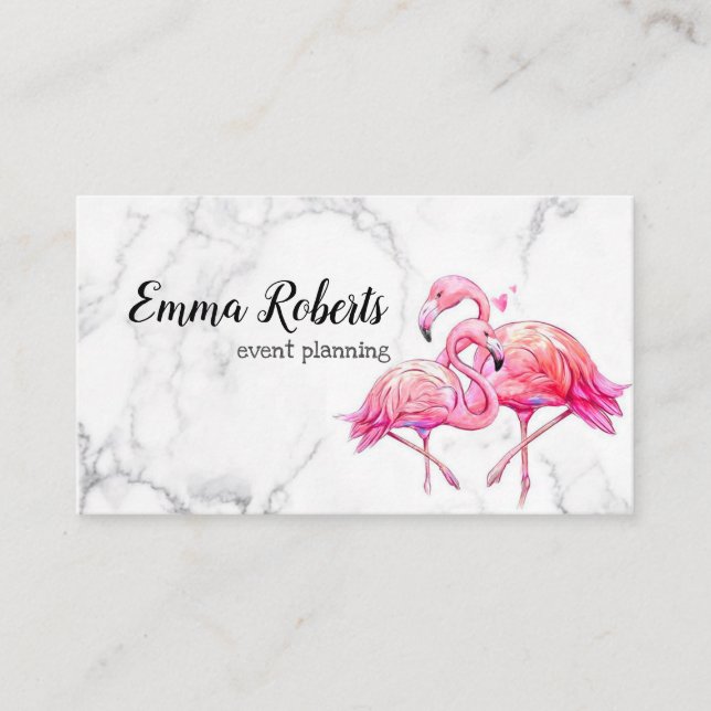Tropical Floral Flamingo Geometric  Business Card (Front)
