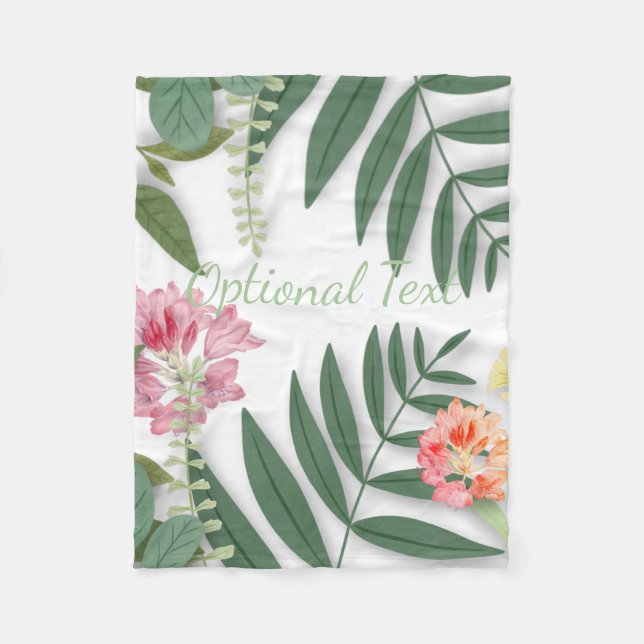 Tropical Floral  Fleece Blanket (Front)