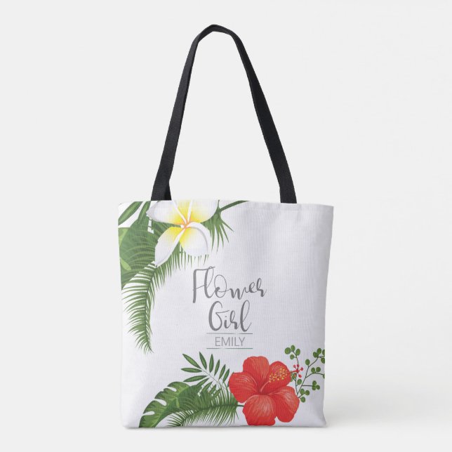 Tropical Floral Flower Girl ID475 Tote Bag (Back)